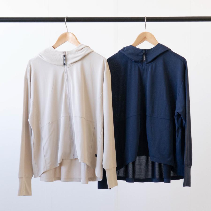 UVパーカー レディース 接触冷感 UVカット UPF50+ 吸水速乾 バックフリル パーカー 指穴 サムホール きれいめ 薄手 涼しい 長袖 ドライタッチUVパーカー AH-1020 | AME TO HARE | 03