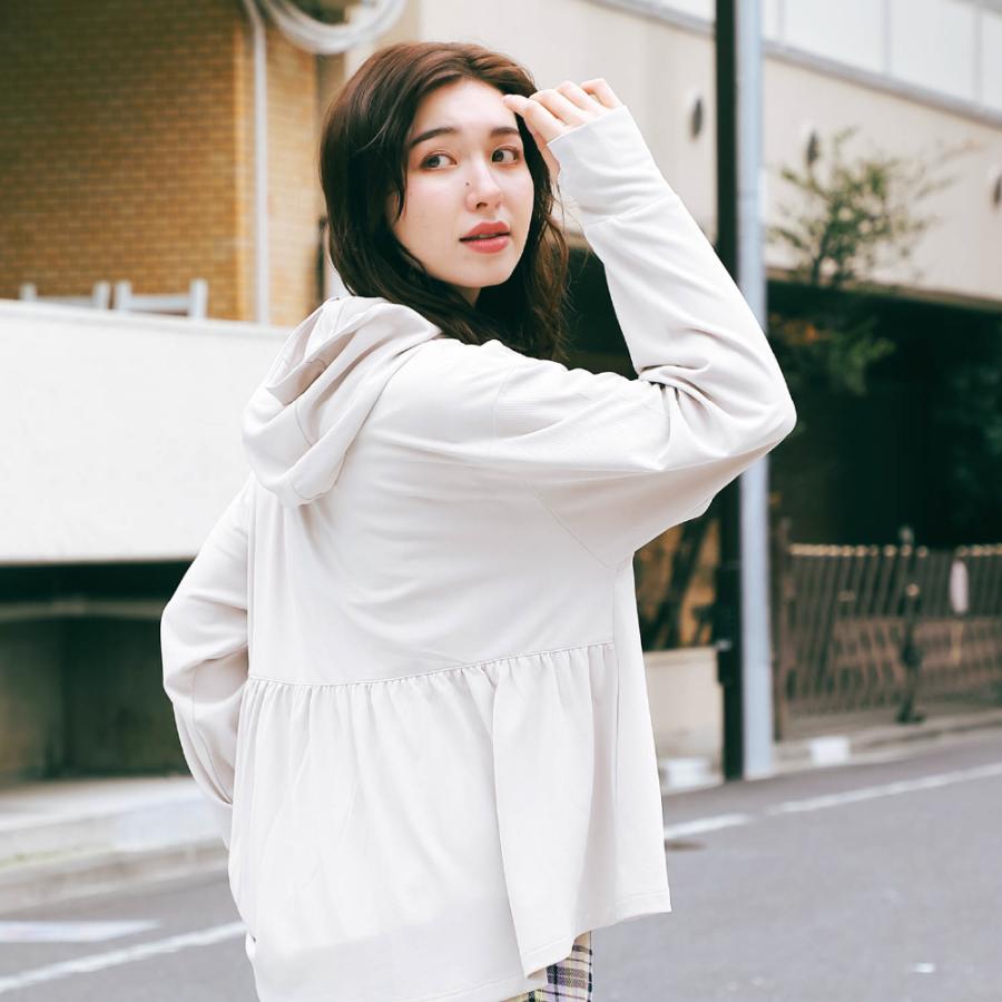 UVパーカー レディース 接触冷感 UVカット UPF50+ 吸水速乾 バックフリル パーカー 指穴 サムホール きれいめ 薄手 涼しい 長袖 ドライタッチUVパーカー AH-1020 | AME TO HARE | 11