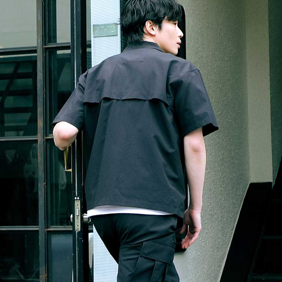 メンズ 半袖 シャツ カジュアルシャツ 夏 ゆったり 涼しい ストレッチ 洗える ブラック 黒 セットアップ対応 おしゃれ 無地 ドライタッチエアーシャツ AH-1021 | AME TO HARE | 11
