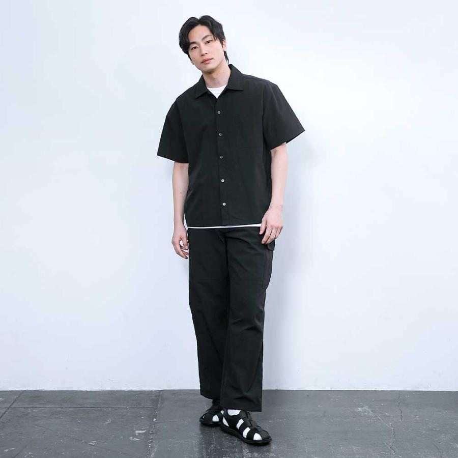 メンズ 半袖 シャツ カジュアルシャツ 夏 ゆったり 涼しい ストレッチ 洗える ブラック 黒 セットアップ対応 おしゃれ 無地 ドライタッチエアーシャツ AH-1021 | AME TO HARE | 12