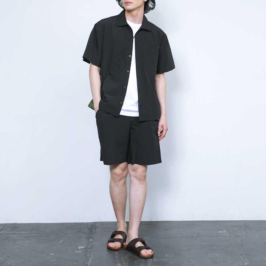メンズ 半袖 シャツ カジュアルシャツ 夏 ゆったり 涼しい ストレッチ 洗える ブラック 黒 セットアップ対応 おしゃれ 無地 ドライタッチエアーシャツ AH-1021 | AME TO HARE | 14