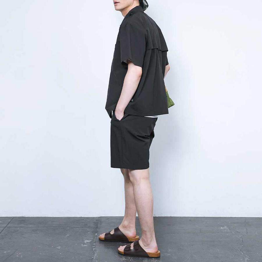 メンズ 半袖 シャツ カジュアルシャツ 夏 ゆったり 涼しい ストレッチ 洗える ブラック 黒 セットアップ対応 おしゃれ 無地 ドライタッチエアーシャツ AH-1021 | AME TO HARE | 15