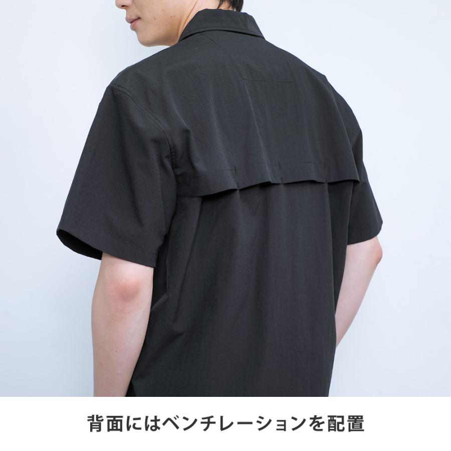 メンズ 半袖 シャツ カジュアルシャツ 夏 ゆったり 涼しい ストレッチ 洗える ブラック 黒 セットアップ対応 おしゃれ 無地 ドライタッチエアーシャツ AH-1021 | AME TO HARE | 07