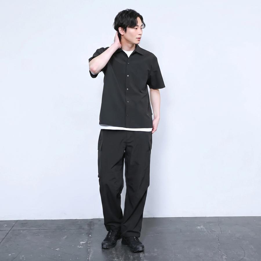 カーゴパンツ メンズ 夏用  涼しい ゆったり ワイド ズボン ボトムス ストレッチ ブラック 黒 セットアップ対応 無地 ドライタッチエアーカーゴパンツ AH-1022 | AME TO HARE | 11