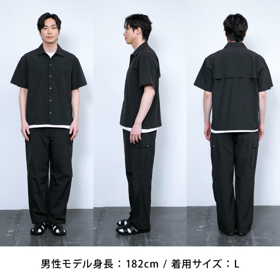 カーゴパンツ メンズ 夏用  涼しい ゆったり ワイド ズボン ボトムス ストレッチ ブラック 黒 セットアップ対応 無地 ドライタッチエアーカーゴパンツ AH-1022 | AME TO HARE | 15