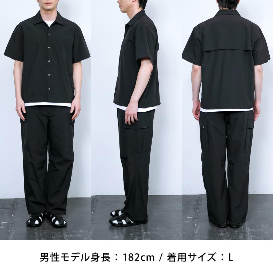 カーゴパンツ メンズ 夏用  涼しい ゆったり ワイド ズボン ボトムス ストレッチ ブラック 黒 セットアップ対応 無地 ドライタッチエアーカーゴパンツ AH-1022 | AME TO HARE | 15