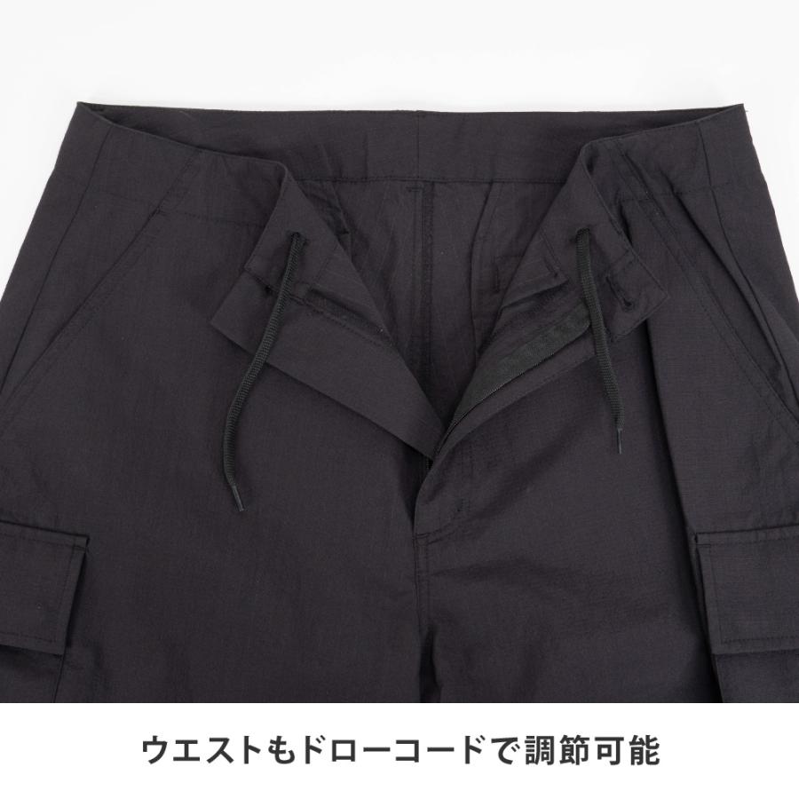 カーゴパンツ メンズ 夏用  涼しい ゆったり ワイド ズボン ボトムス ストレッチ ブラック 黒 セットアップ対応 無地 ドライタッチエアーカーゴパンツ AH-1022 | AME TO HARE | 07
