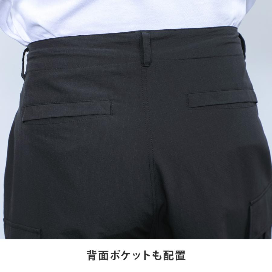 カーゴパンツ メンズ 夏用  涼しい ゆったり ワイド ズボン ボトムス ストレッチ ブラック 黒 セットアップ対応 無地 ドライタッチエアーカーゴパンツ AH-1022 | AME TO HARE | 09
