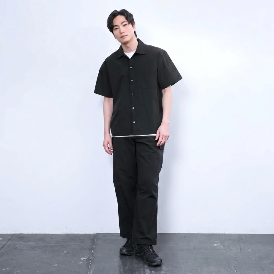 カーゴパンツ メンズ 夏用  涼しい ゆったり ワイド ズボン ボトムス ストレッチ ブラック 黒 セットアップ対応 無地 ドライタッチエアーカーゴパンツ AH-1022 | AME TO HARE | 10