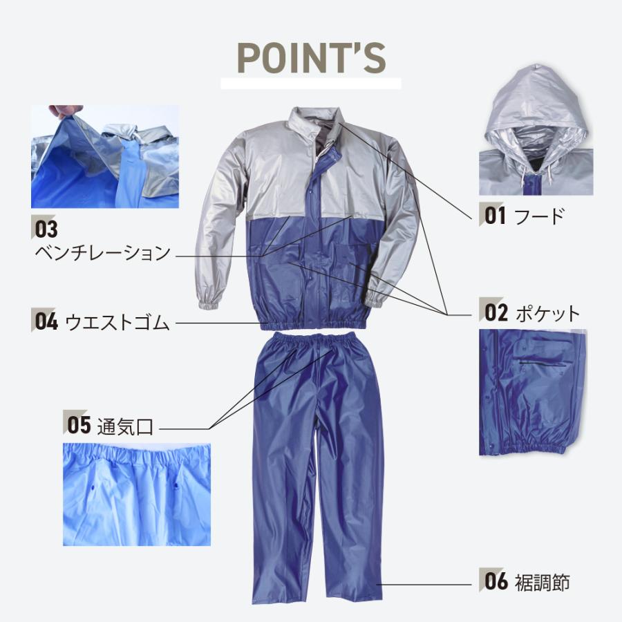 カッパ 雨具 レインウェア 上下 安い 上下組み 上下セット 合羽 カッパ レインウエア 雨具 PVC  キャピタルレインスーツ 1130 | カジメイク | 03