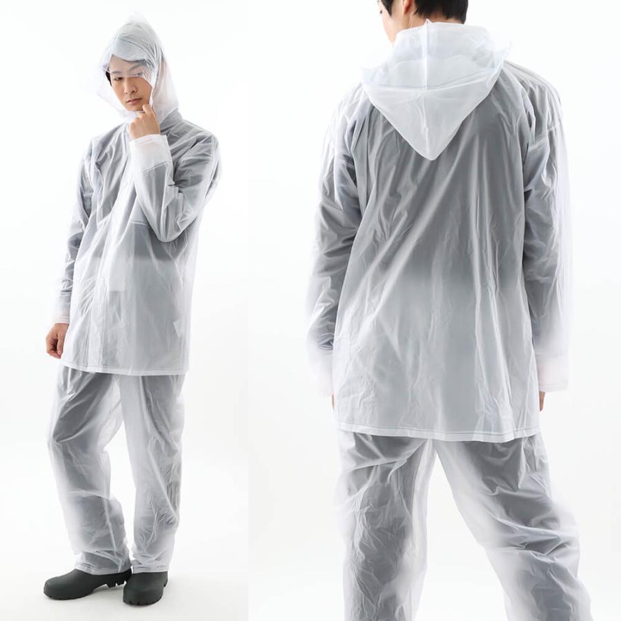カッパ 雨具 レインスーツ 透明 レインウェア 安い キャンプ アウトドア メンズ レディース 男女兼用 子供 豪雨 PVC  レインスーツ 1500 | カジメイク | 03
