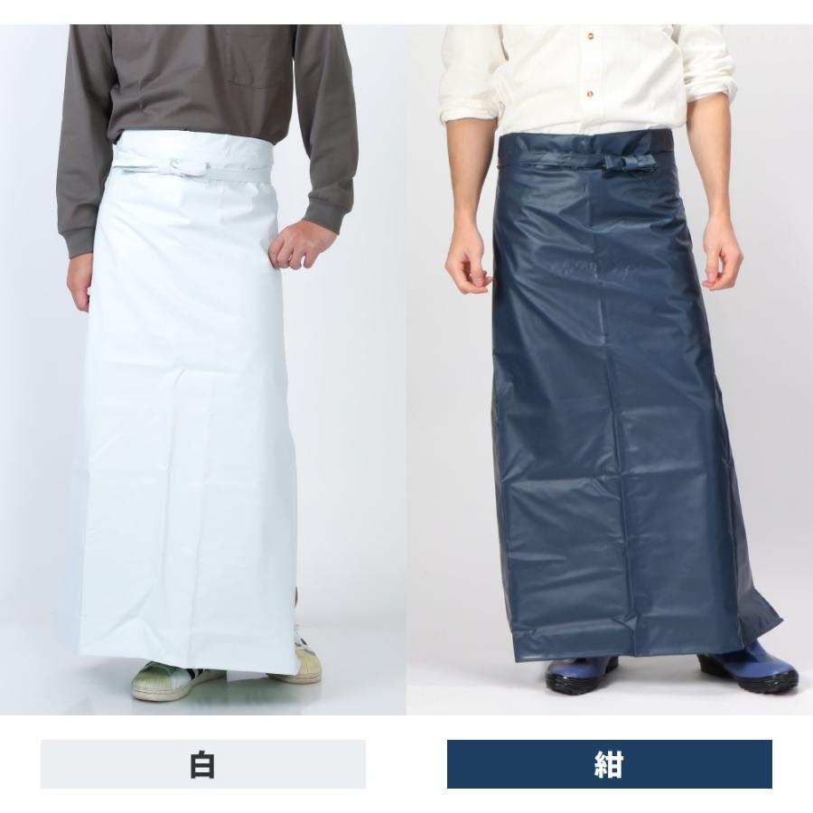 エプロン 防水 腰下 ロング丈 業務用 水産加工 食品加工 調理 洗車 抗菌 防臭 メンズ レディース ターポリン腰下前掛け 1901 | カジメイク | 09