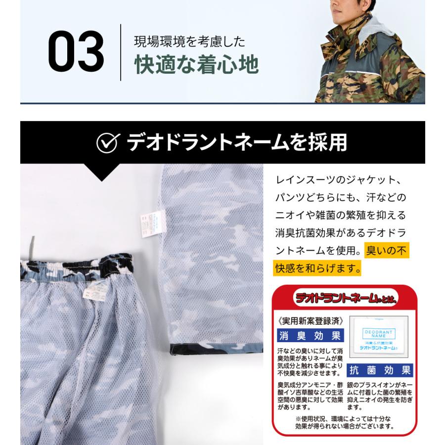 レインウエア 上下 カッパ 雨具 自転車 レインウェア 作業 作業用 通勤 通学 自転車 レインスーツ 釣り レインストロングアルファ 3415 | カジメイク | 10