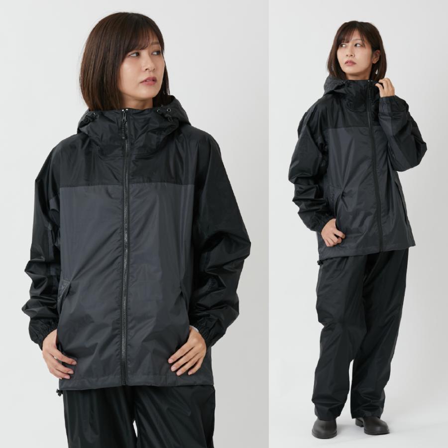 レインウェア 上下 メンズ レディース レインスーツ 軽量 雨具 カッパ ヘルメット対応 ゴルフ 自転車 バイク 作業 3430 ライトシールドレインスーツ | カジメイク | 15