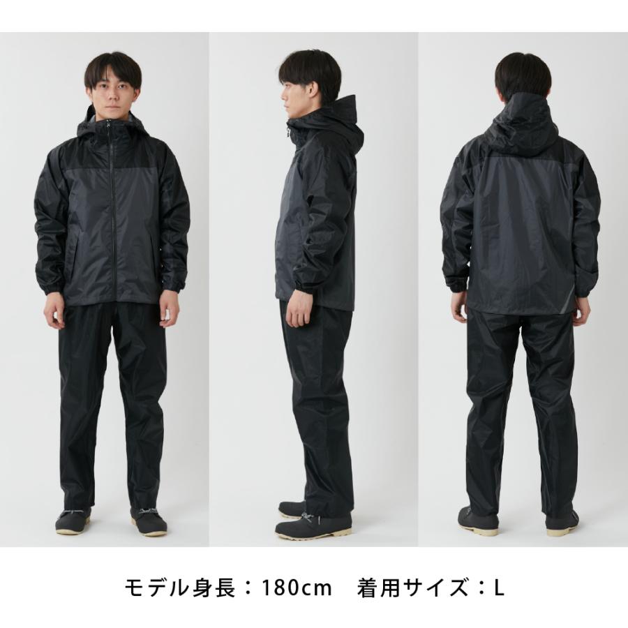 レインウェア 上下 メンズ レディース レインスーツ 軽量 雨具 カッパ ヘルメット対応 ゴルフ 自転車 バイク 作業 3430 ライトシールドレインスーツ | カジメイク | 17