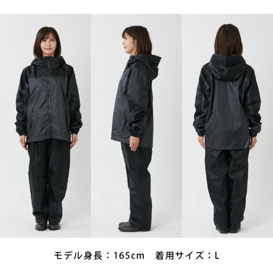 レインウェア 上下 メンズ レディース レインスーツ 軽量 雨具 カッパ ヘルメット対応 ゴルフ 自転車 バイク 作業 3430 ライトシールドレインスーツ | カジメイク | 18