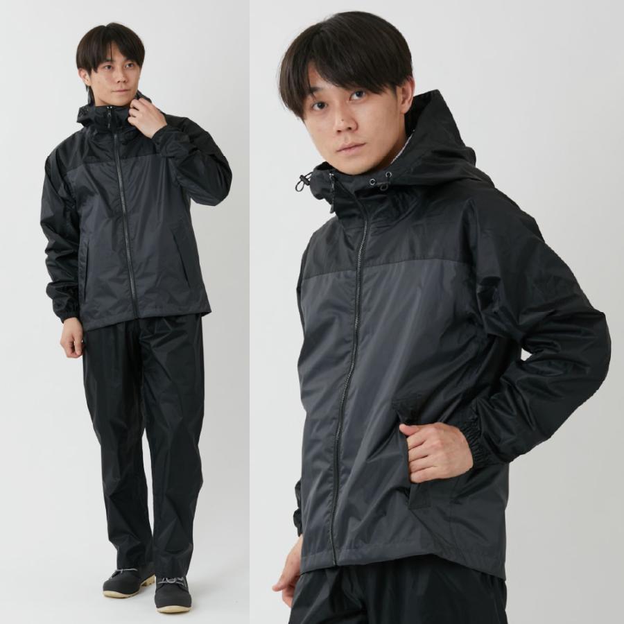 レインウェア 上下 メンズ レディース レインスーツ 軽量 雨具 カッパ ヘルメット対応 ゴルフ 自転車 バイク 作業 3430 ライトシールドレインスーツ | カジメイク | 13