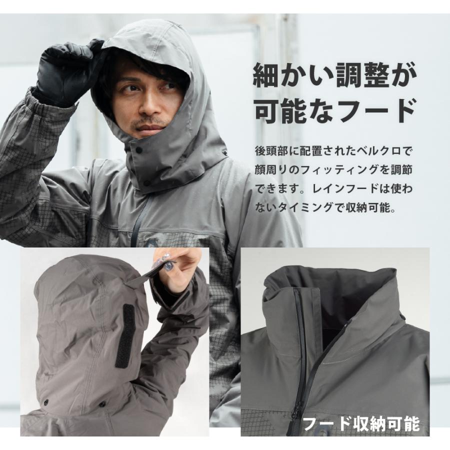 レインジャケット メンズ レディース レインウェア 防水 保温 防寒 ストレッチ 雨具 合羽 通勤 通学 アウトドア 5452 全天候プリントウォームジャケット | カジメイク | 12