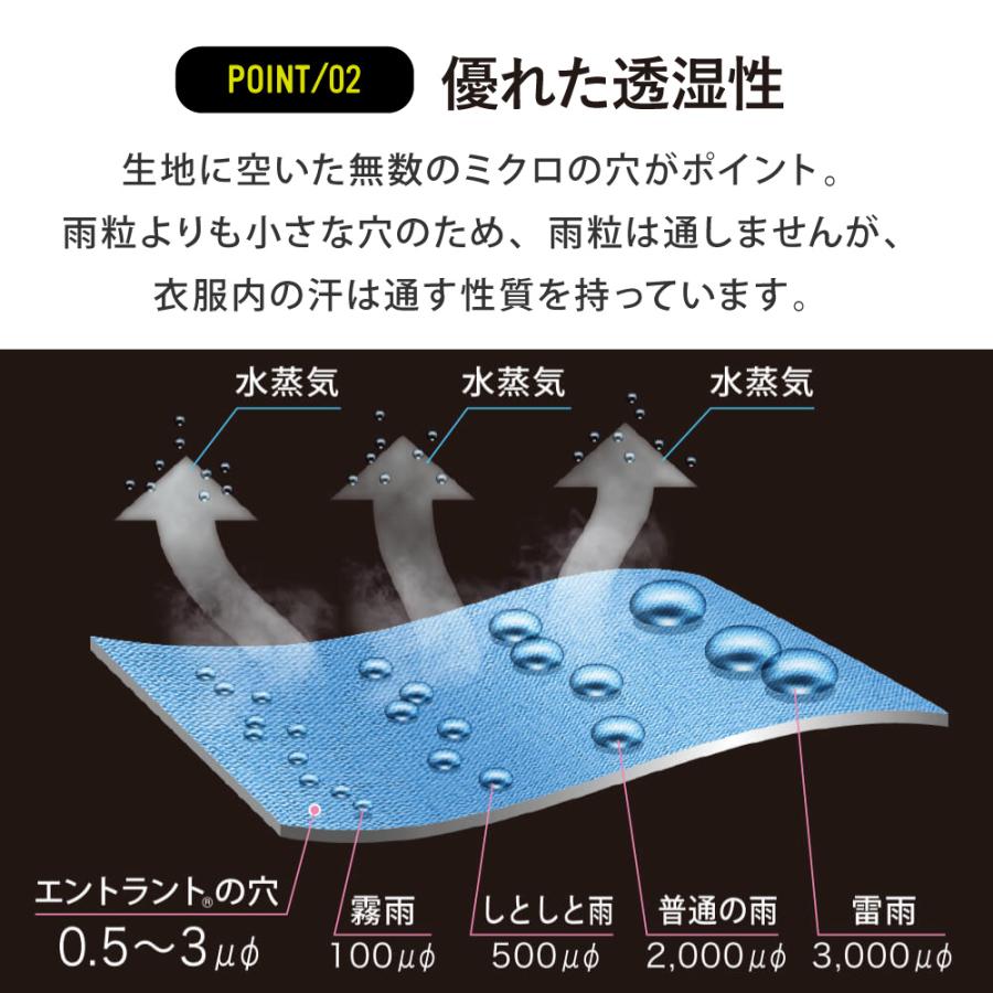 レインスーツ 上下 レインウェア メンズ レディース 防水 透湿 軽量 カッパ 雨具 登山 ゴルフ アウトドア 自転車 エントラント使用レインスーツ 7251 | カジメイク | 06