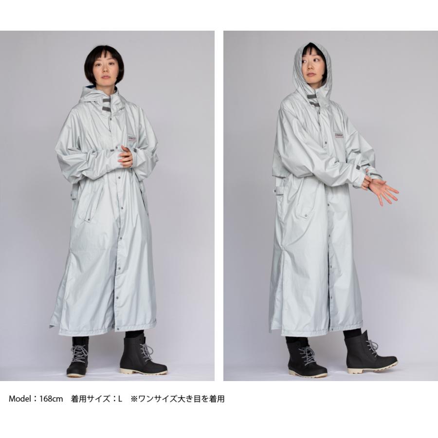 レインコート メンズ レディース 自転車 ロング丈 蒸れにくい 軽量 透湿 防水 通勤 通学 バイク カッパ 雨具 男女兼用 エントラントレインコート 7260 | カジメイク | 16