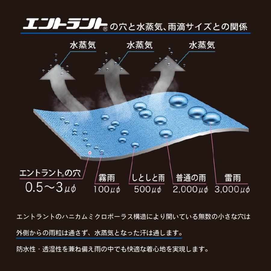 レインコート メンズ レディース 自転車 ロング丈 蒸れにくい 軽量 透湿 防水 通勤 通学 バイク カッパ 雨具 男女兼用 エントラントレインコート 7260 | カジメイク | 07