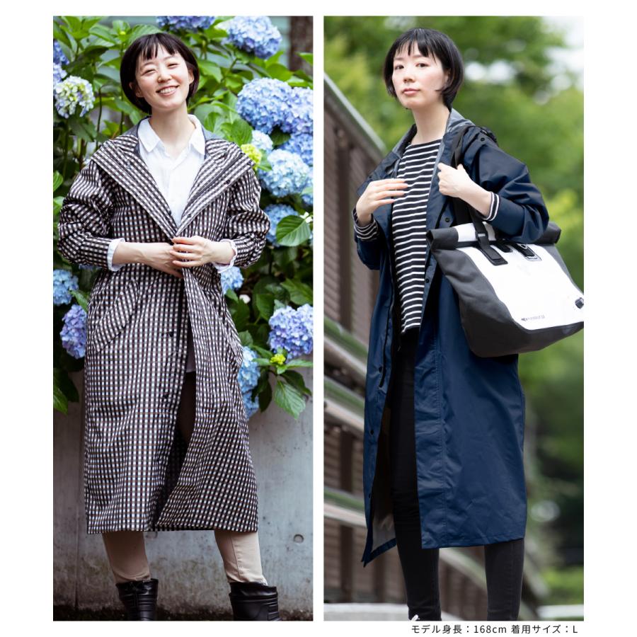 レインコート 自転車 レディース ロング おしゃれ 通勤 通学 軽量 レインウェア シンプル 防水 雨具 7440 サイクルモード レインコート | カジメイク | 09