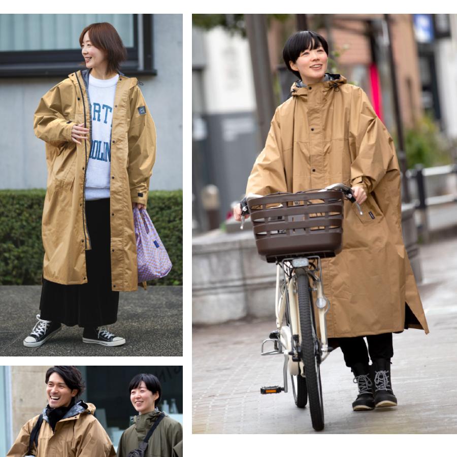 レインコート 自転車 リュック レインポンチョ 男女兼用 アウトドア 通学 通勤 おしゃれ ロング レディース メンズ 7441 サイクルモードハイポンチョ | カジメイク | 16
