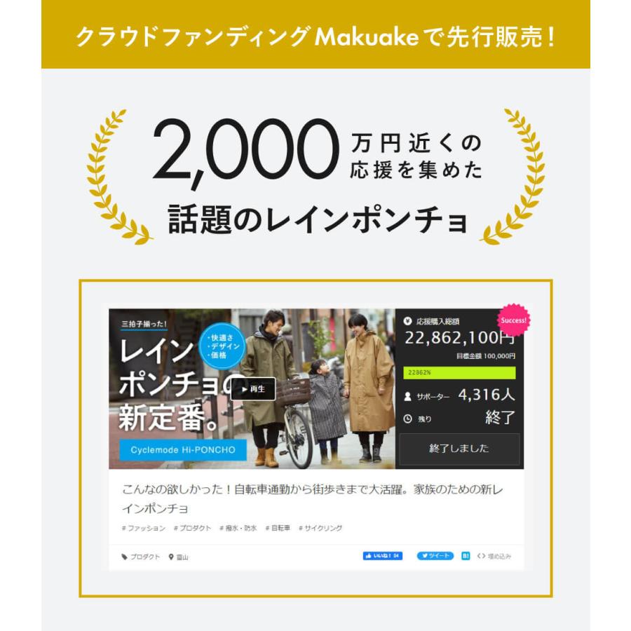 レインコート 自転車 リュック レインポンチョ 男女兼用 アウトドア 通学 通勤 おしゃれ ロング レディース メンズ 7441 サイクルモードハイポンチョ | カジメイク | 05