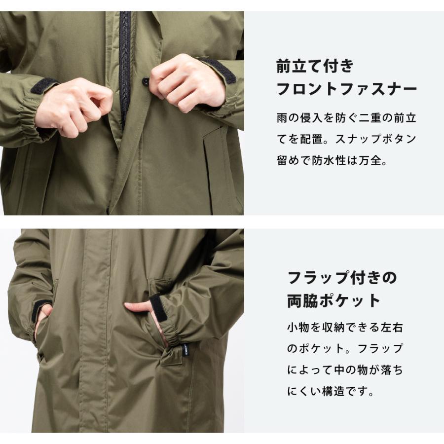 レインコート 自転車 リュック メンズ レディース 回転フード リュック対応 ビジネス 防水 軽量 透湿 通学 通勤 7590 バッグインコート | カジメイク | 16