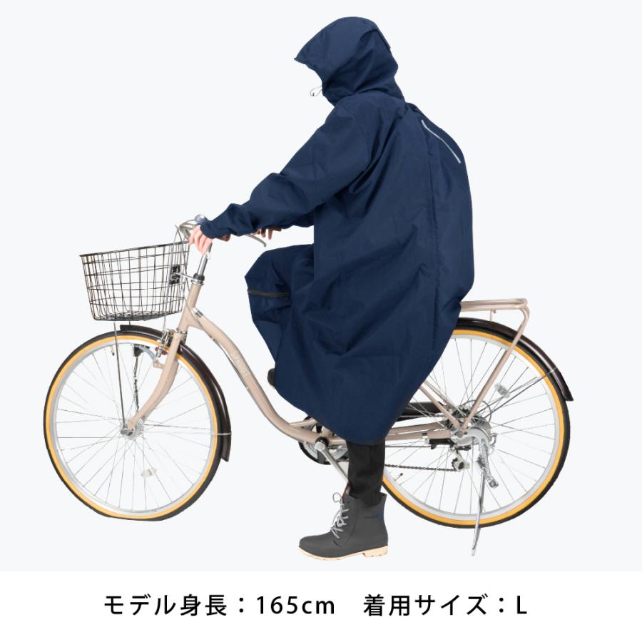レインコート 自転車 リュック対応 メンズ レディース 防水 透湿 通学 通勤 リュック バッグイン 3WAYフード ヘルメット対応 梅雨 7591 バッグインレインコート | カジメイク | 20
