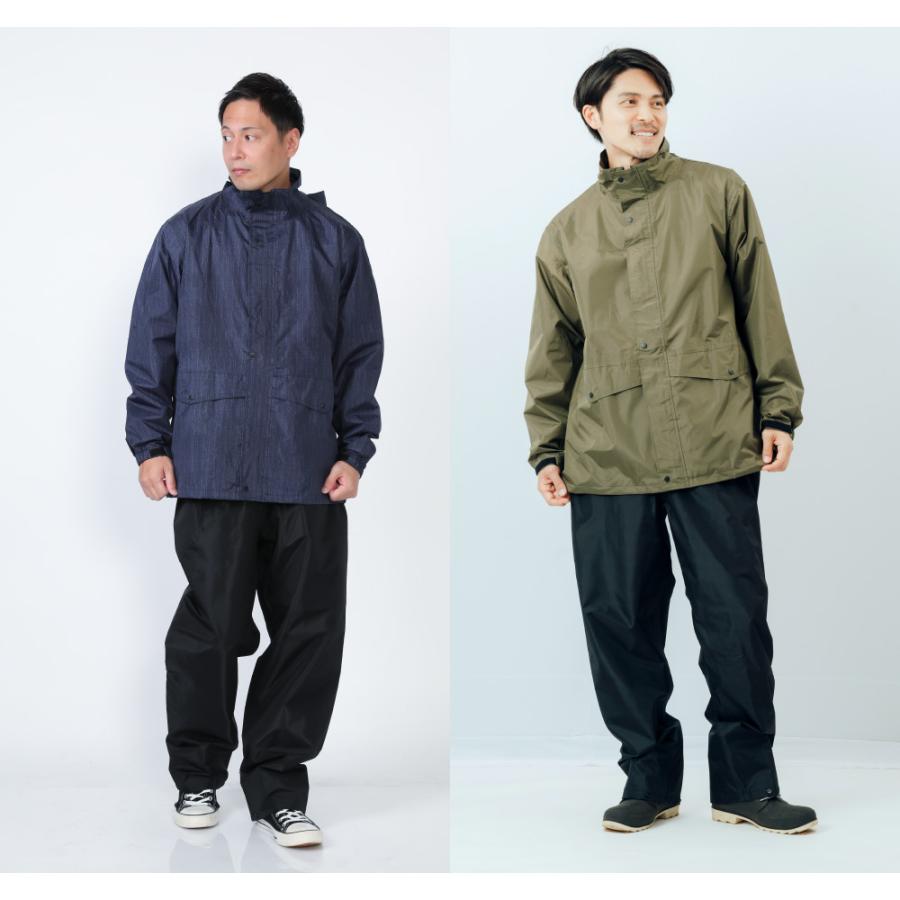レインスーツ メンズ 上下 自転車 作業用 合羽 回転フード 透明バイザー 防水 透湿 ジュニア 通勤 通学 カッパ 雨具 7541 ローリングレインスーツ | カジメイク | 16