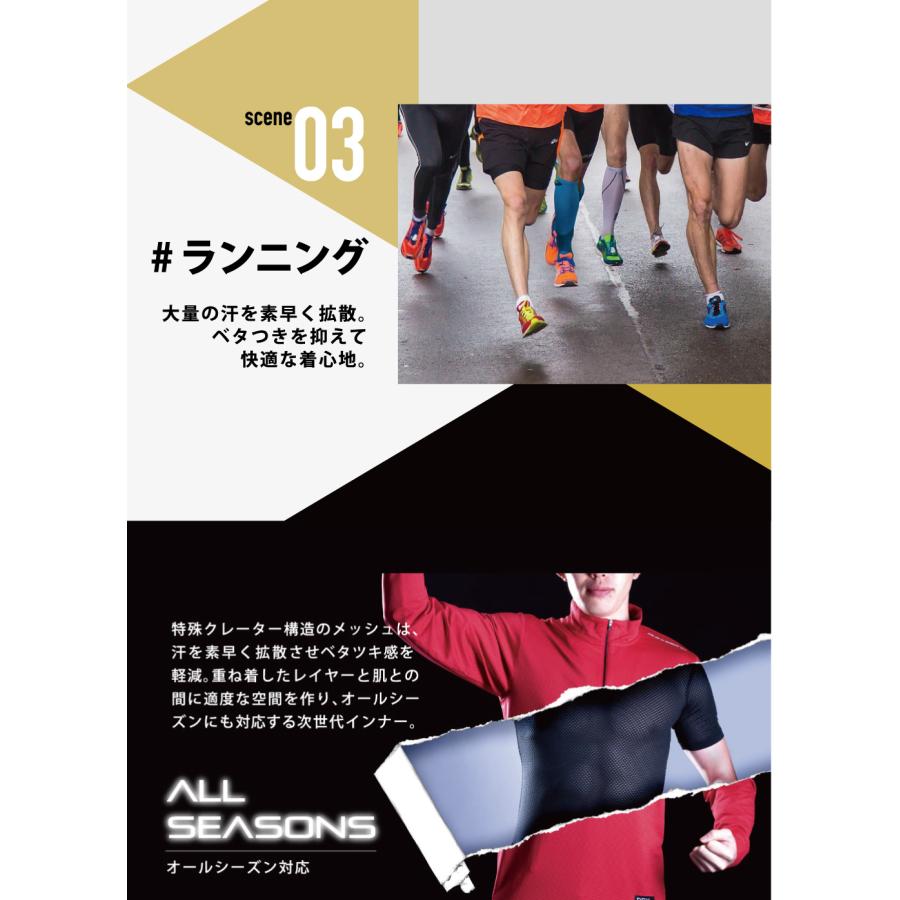 レギンス メンズ 7分丈 オールシーズン 秋冬用 保温性 夏用 通気性 べたつかない 作業 スポーツ インナー スパッツ クレーターメッシュパンツ7分丈 8825 | カジメイク | 05