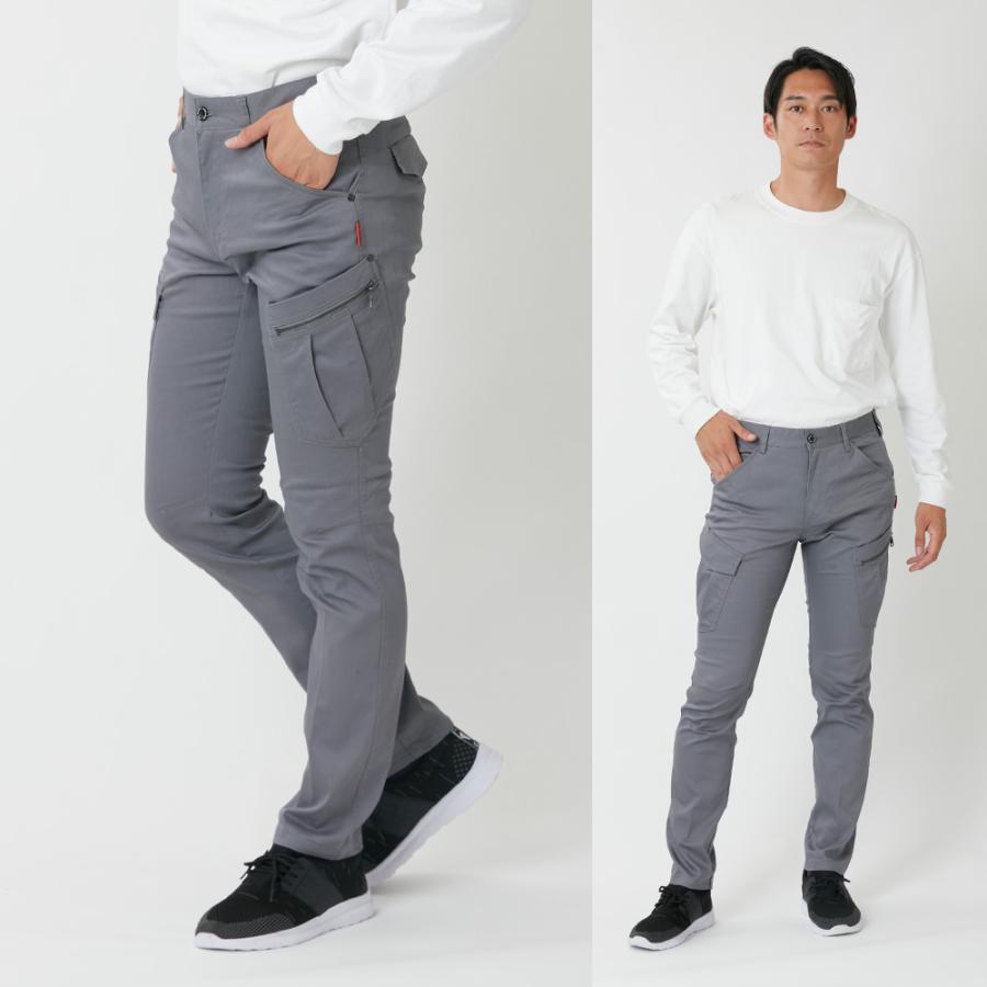 作業服 ストレッチ パンツ ズボン 作業ズボン 激ラク カーゴパンツ ワークパンツ メンズ 作業着 仕事 普段着 6844 TCストレッチスリムカーゴ | カジメイク | 10