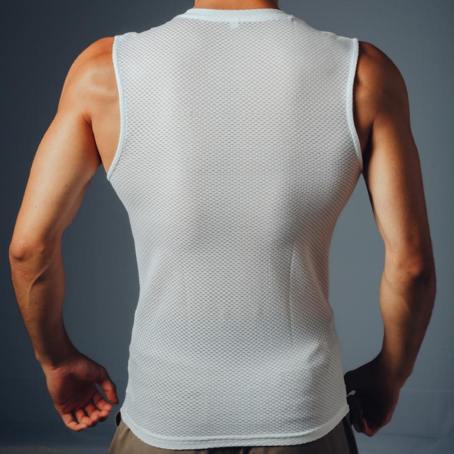 インナー メンズ メッシュ ノースリーブ Vネック オールシーズン 秋冬用 保温性 夏用 通気性 べたつかない スポーツ クレーターメッシュVノースリーブ 8822 | カジメイク | 10