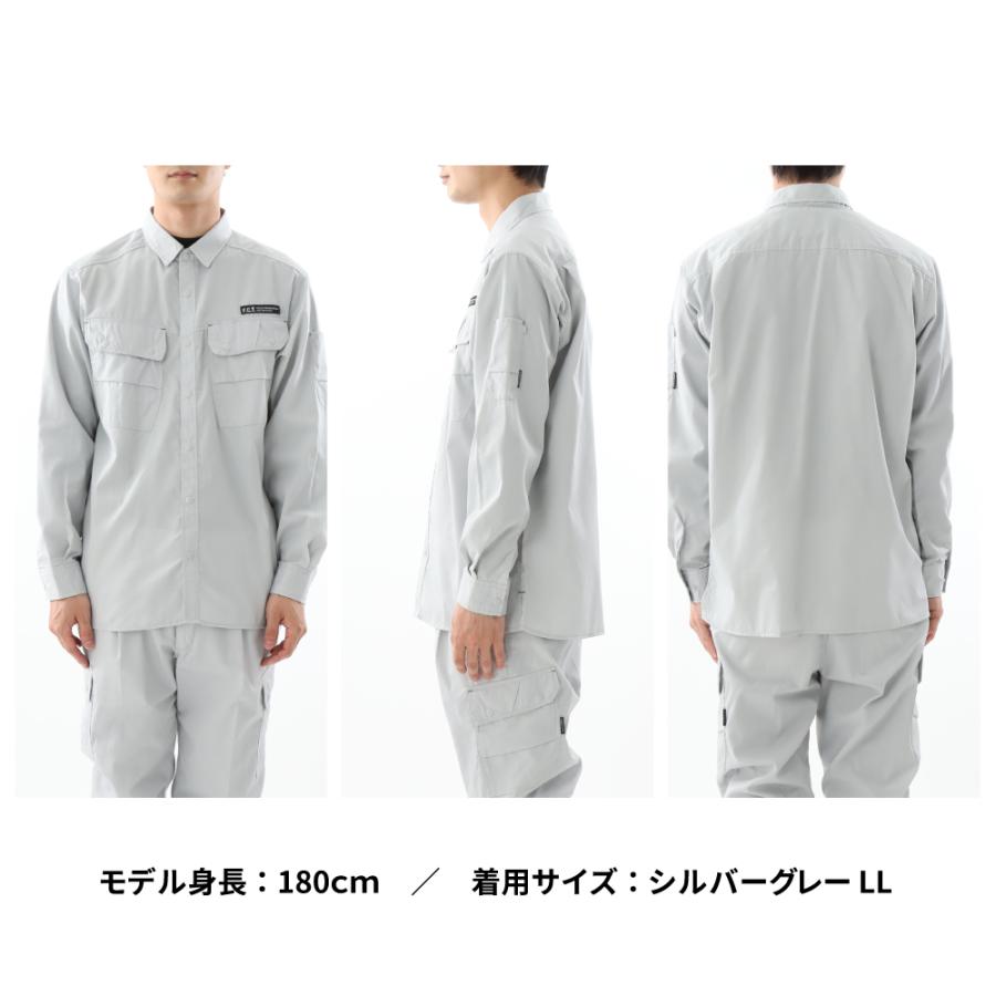 ワークシャツ メンズ 長袖シャツ 仕事用 仕事 ワークウェア ワークウエア 普段着 作業 農作業 トレッキング 8552 サマーツイル長袖シャツ | カジメイク | 07