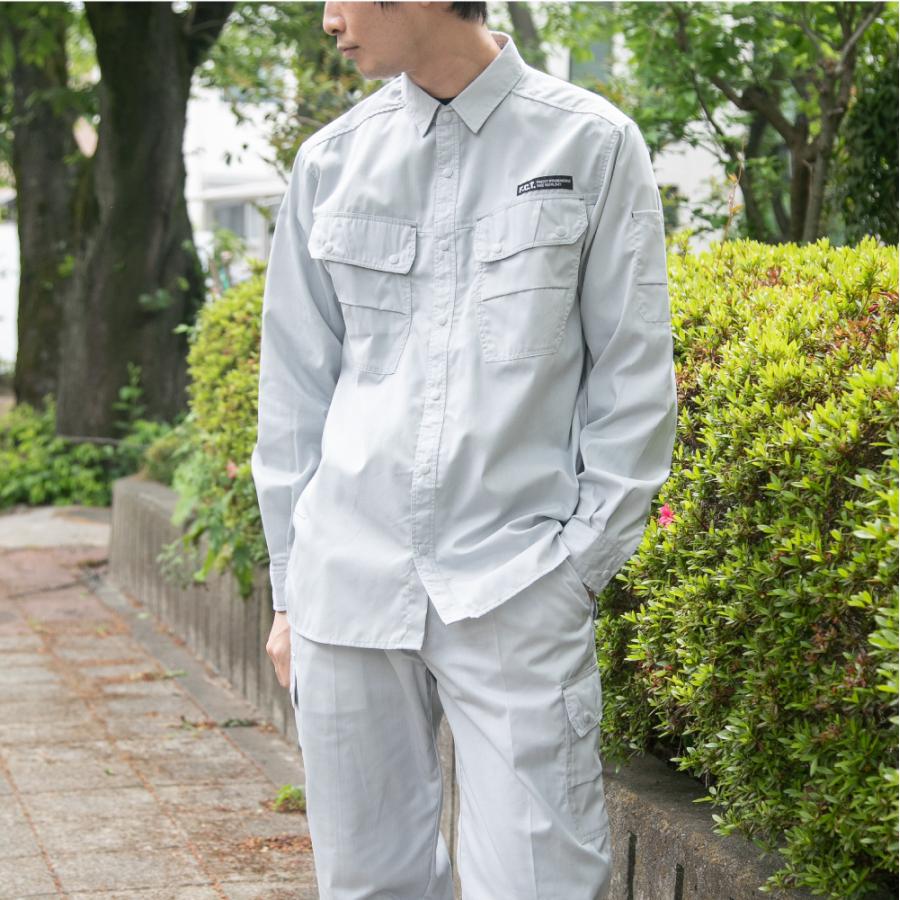 ワークシャツ メンズ 長袖シャツ 仕事用 仕事 ワークウェア ワークウエア 普段着 作業 農作業 トレッキング 8552 サマーツイル長袖シャツ | カジメイク | 08