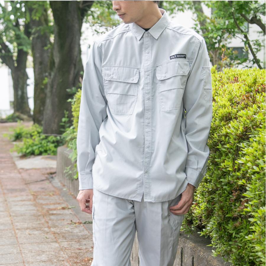 ワークシャツ メンズ 長袖シャツ 仕事用 仕事 ワークウェア ワークウエア 普段着 作業 農作業 トレッキング 8552 サマーツイル長袖シャツ | カジメイク | 10