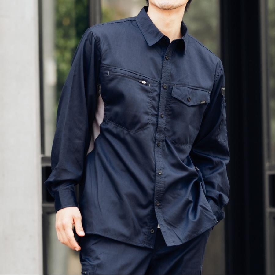 作業着 ワークシャツ 長袖 夏用 涼しい メンズ 仕事用 仕事 ワークウェア ワークウエア サマーソルジャー長袖シャツ 8572 | カジメイク | 18