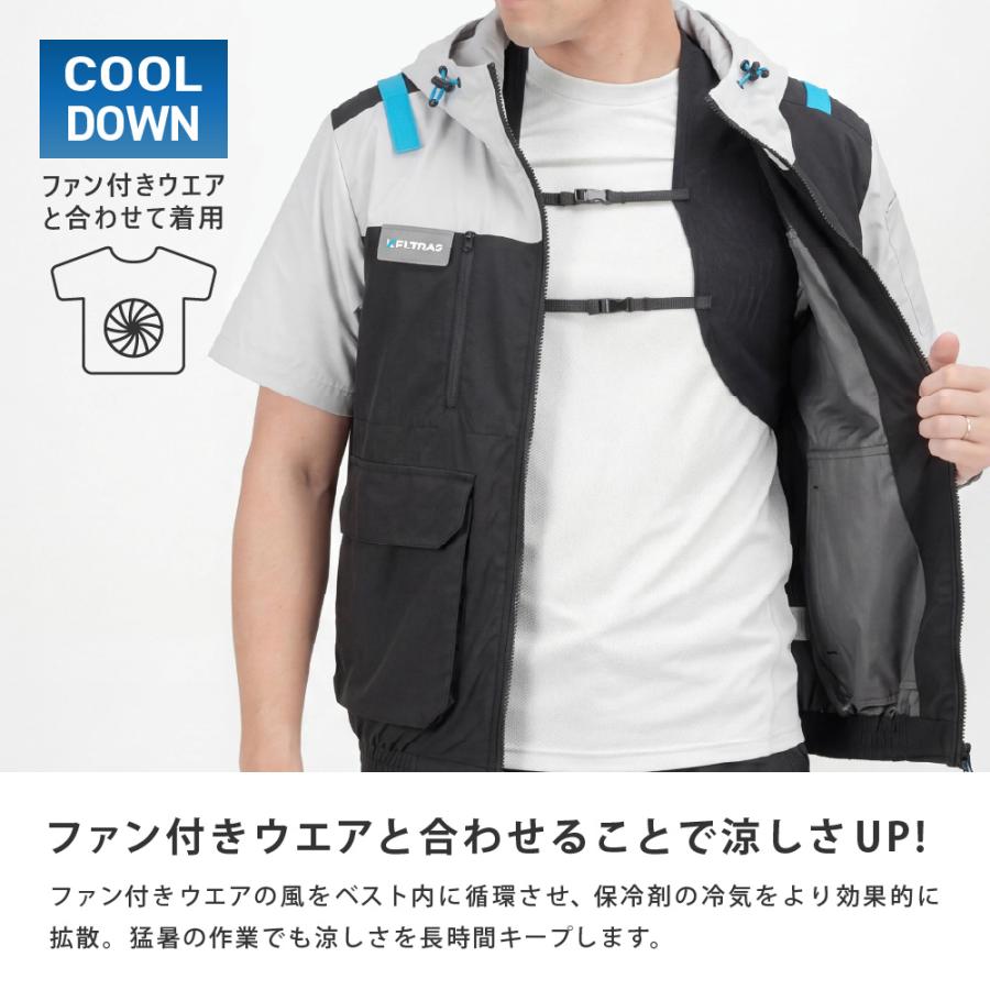冷却ベスト アイスベスト 保冷剤 ベスト 熱中症対策 猛暑対策 メッシュ ストレッチ 現場 作業 ファン付きウェア 併用 クールベスト 絶氷ガードベスト 8906 |  | 05
