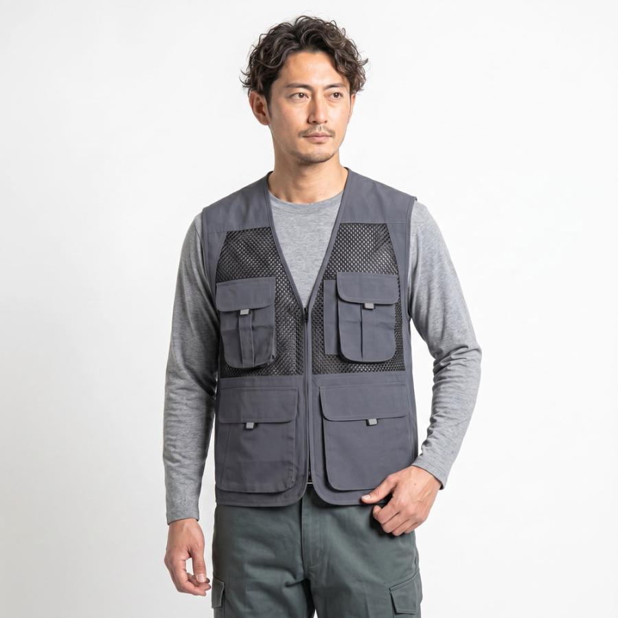 メッシュベスト メンズ ポケット付 作業用 作業服 作業着 農業 仕事 日用大工 DIY レディース ベスト 8905メッシュベスト | カジメイク | 12