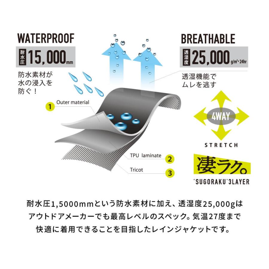 作業着 上着 ジャケット 防水 撥水 透湿 ストレッチ レインウェア アウトドア 男女兼用  6100 3レイヤー全天候型ワーキングジャケット | カジメイク | 05