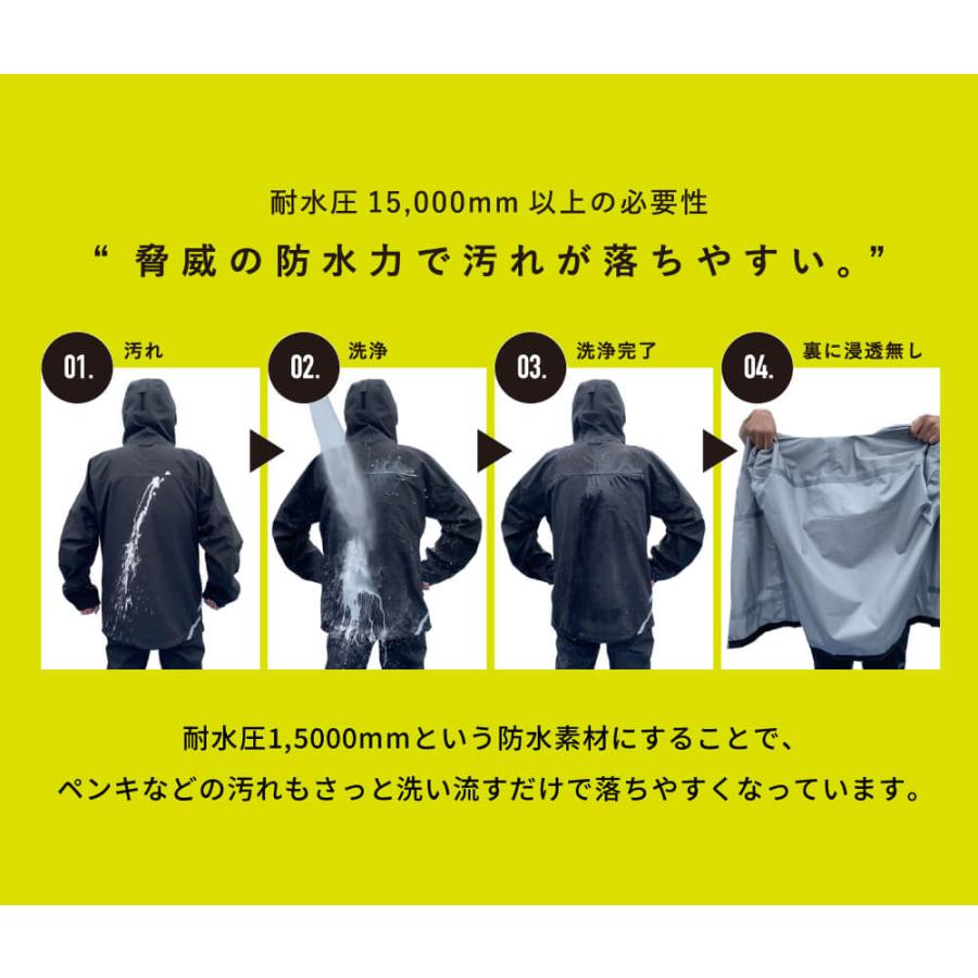 作業着 上着 ジャケット 防水 撥水 透湿 ストレッチ レインウェア アウトドア 男女兼用  6100 3レイヤー全天候型ワーキングジャケット｜workerbee｜08