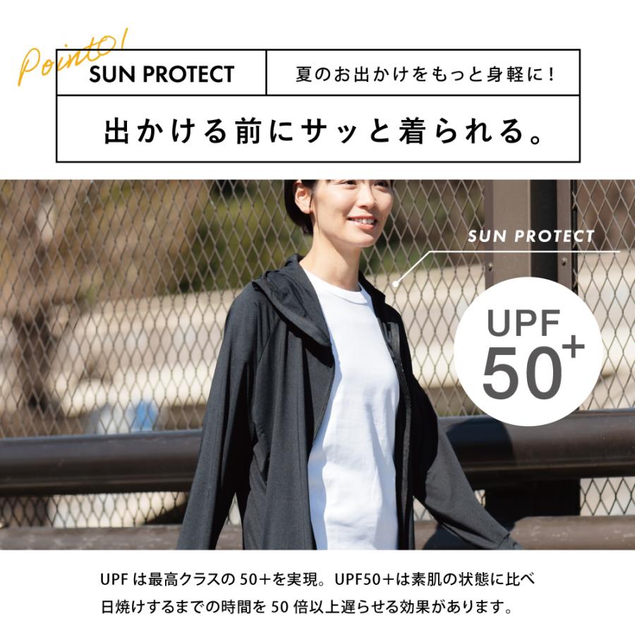 UVカット パーカー レディース UVパーカー 接触冷感 吸水速乾 サムホール 日焼け防止 速乾 upf50 ラッシュガード 通勤 通学 外出 UVカットジップパーカー | カジメイク | 04