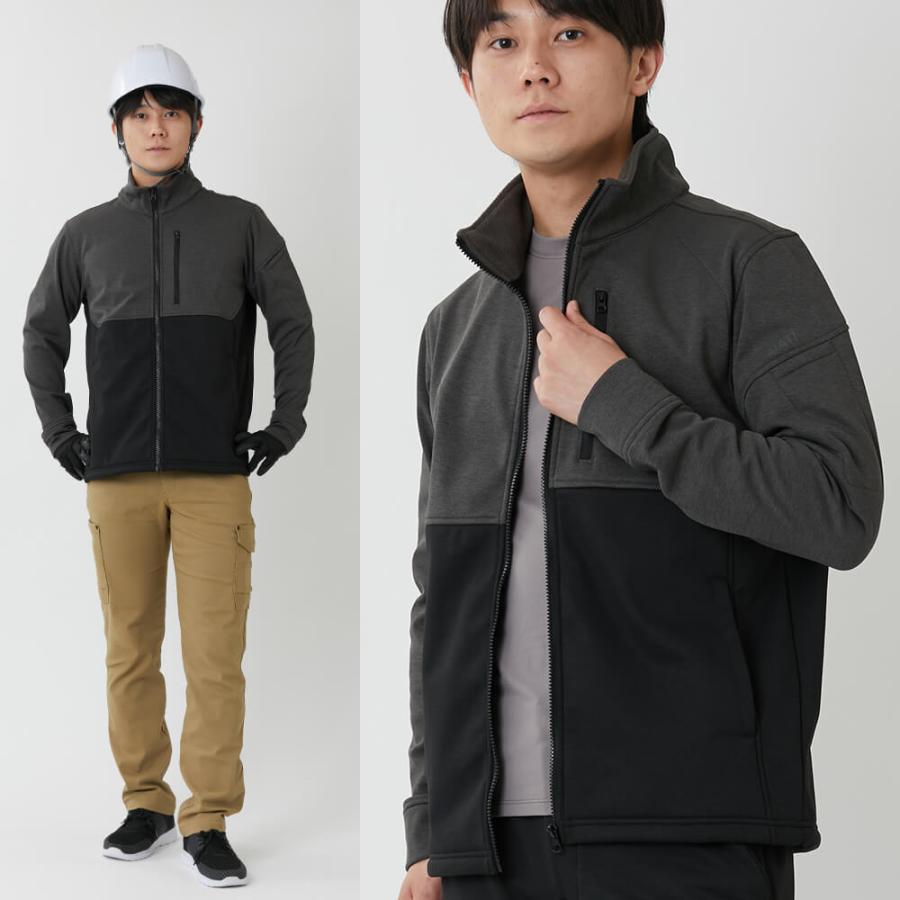 防寒着 メンズ 防風ジャケット ストレッチ フリース ジャンパー ブルゾン 防寒 アウター おしゃれ 作業服 8340 防風ソフトシェルブルゾン | カジメイク | 06