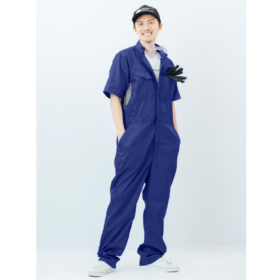 自転車 つなぎ 作業着 夏用 吸汗速乾 涼しい メンズ レディース つなぎ服 作業服 サマーツイル半袖つなぎ服 8556 | カジメイク | 16