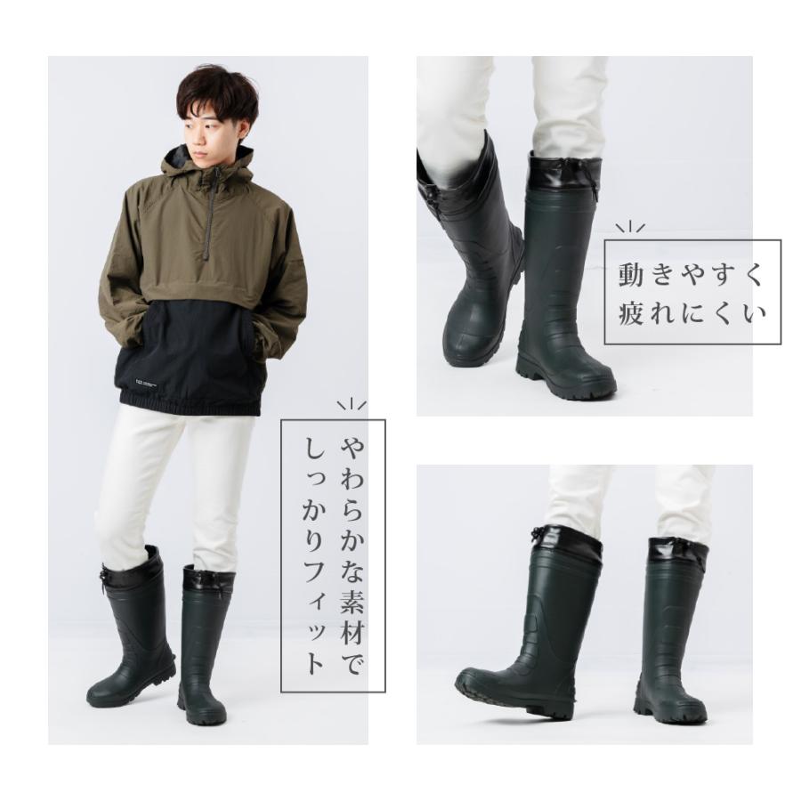 レインブーツ メンズ ロング 長靴 軽量 超軽量 疲れにくい 雨靴 アウトドア スノーブーツ 雪 農作業 仕事 作業 エアラバーブーツメンズ 長靴 6433 | カジメイク | 05