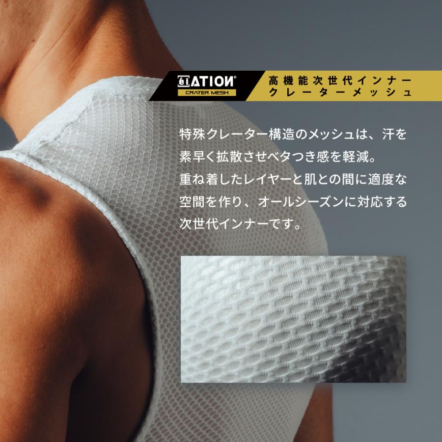 インナー メンズ メッシュ ノースリーブ オールシーズン 秋冬用 保温性 夏用 通気性 べたつかない シャツ スポーツ クレーターメッシュノースリーブ 8820 | カジメイク | 04