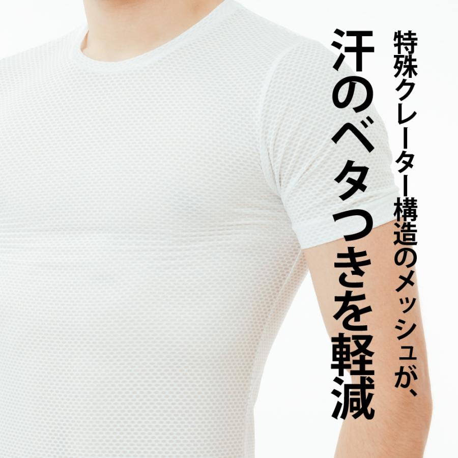 インナー メンズ 半袖 メッシュ オールシーズン 秋冬用 保温性 夏用 通気性 べたつかない シャツ スポーツ 登山 クレーターメッシュ半袖シャツ 8821 | カジメイク | 06
