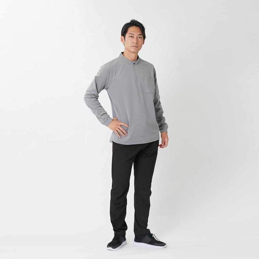 カジメイク 作業着 メンズ 長袖シャツ ジップアップ ハイネック 作業服