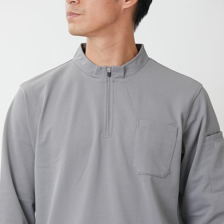 作業着 メンズ 長袖シャツ ジップアップ ハイネック 作業服 UVカット スポーツ 消臭 ゴルフ 作業着 仕事 6902 ドライカノコZIPハイネック長袖シャツ | カジメイク | 07